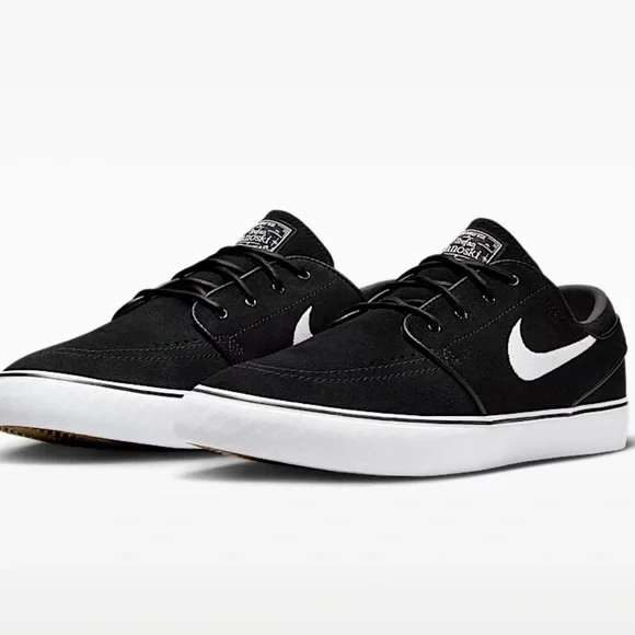 Nike SB Zoom Janoski OG+ Men’s Black Low-Top Suede Sneakers with White Swoosh - Picture 3 of 4